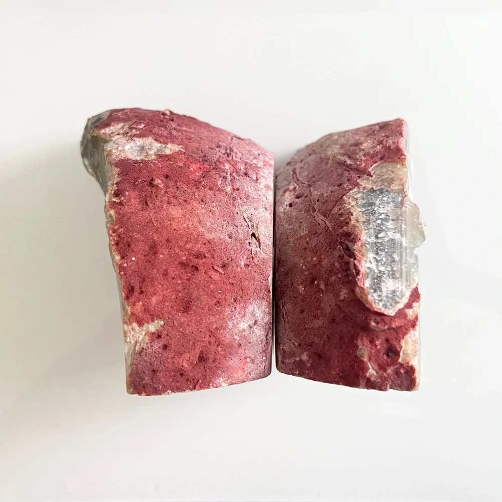 DECORATIVE VOLCANIC ROCK PINK AGATE BOOKENDS